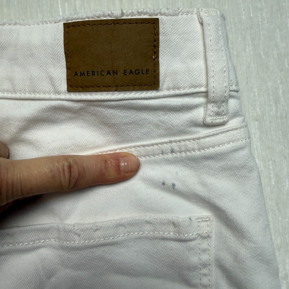 American Eagle Outfitters High Rise Mini Skirt Womens 6 White Stretch Frayed Hem - Picture 11 of 12